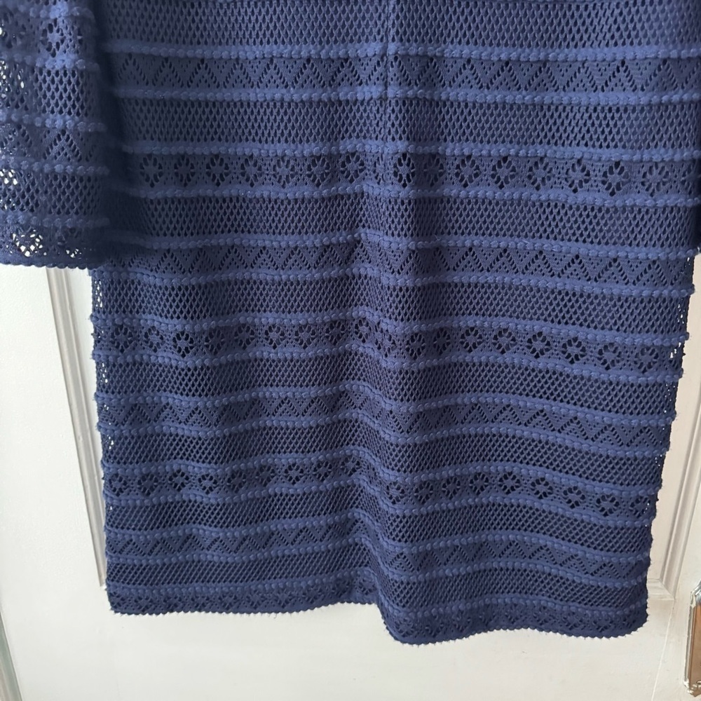 Chaps Midnight Blue Long Sheer Bell Sleeve Dress Size 12 Classic, Contemporary - Picture 13 of 13